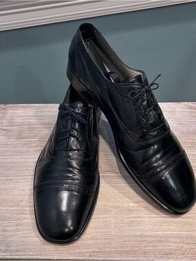 Lorenzo Banfi Men's Black Leather Made in Italy Size 12M Oxford Dress Shoes